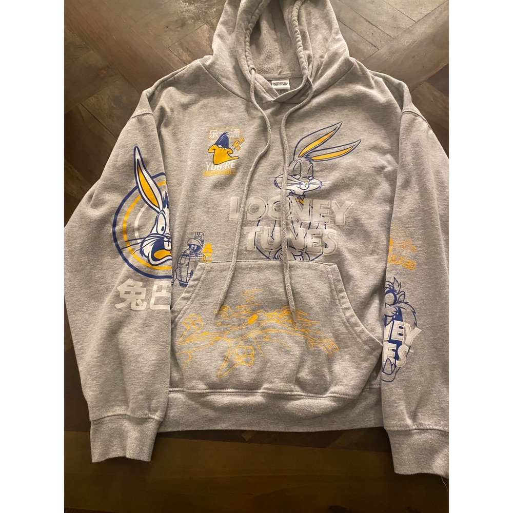 Looney Tunes Hoodie Gray Women's Size‎ S Bugs Bunny Taz Daffy Duck Latong